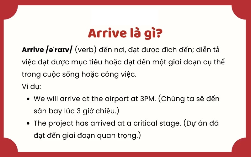 Đặc điểm của từ arrive trong tiếng Anh (Ảnh: Sưu tầm internet)