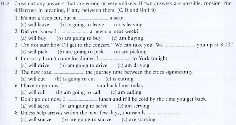 Bài tập thì hiện tại đơn nâng cao với tương lai đơn 2. (Ảnh: Internet)