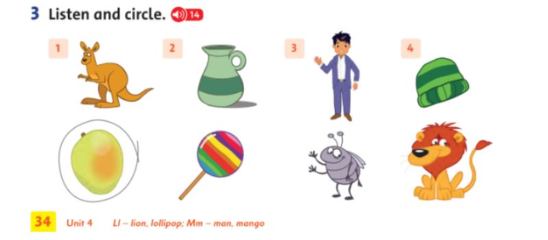 Listen and circle - Lesson 5. (Ảnh: Chụp màn hình SGK)