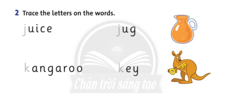 Trace the letters on the words - Lesson 3. (Ảnh: Chụp màn hình SGK)