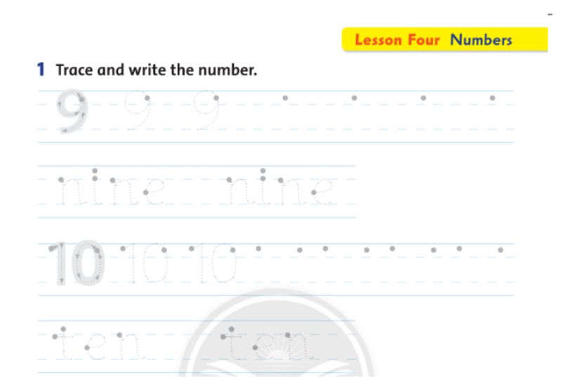 Trace and write the number - Lesson 4. (Ảnh: Chụp màn hình SGK)