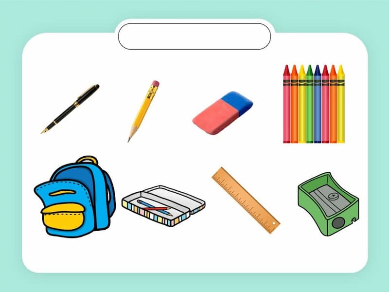 Tổng hợp từ tiếng Anh về đồ dùng học tập và các hoạt động. (Ảnh: Internet)