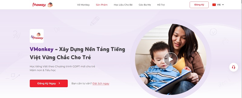 Bé học tiếng việt hiệu quả và dễ dàng hơn với VMonkey. (Ảnh: monkey.edu.vn)