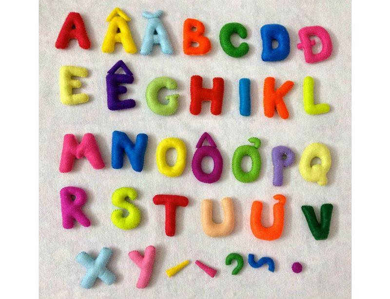 Luôn chỉ vào chữ cái khi đọc bảng chữ cái tiếng Việt dán tường. (Ảnh:mobitool.net) 