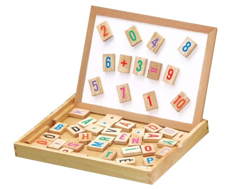 Bảng chữ cái tiếng Việt bằng gỗ nam châm có nắp đậy. (Ảnh: Sưu tầm Internet)