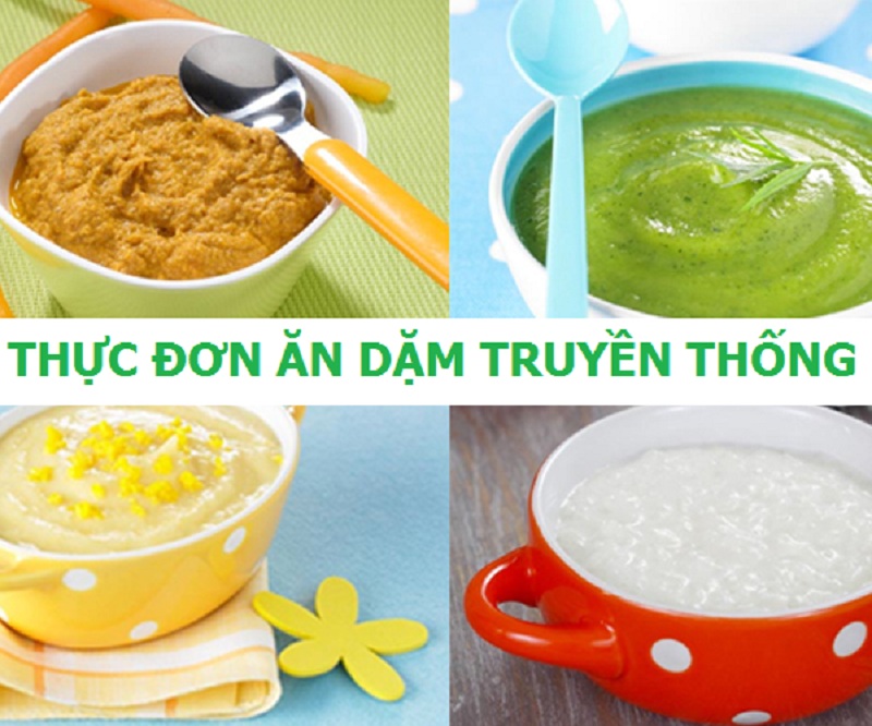 Thực đơn ăn dặm truyền thống. (Ảnh: eva.vn)