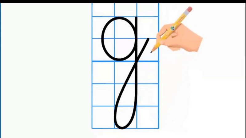 Cách viết chữ cái g thường. (Ảnh: Youtube)