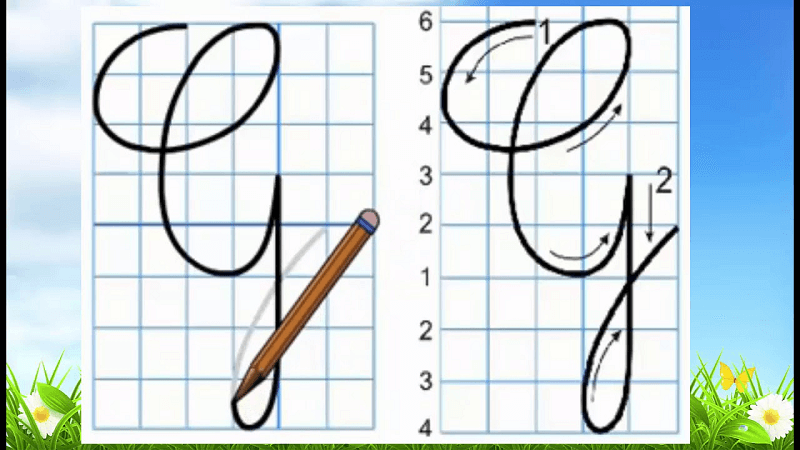 Cách viết chữ g hoa chi tiết. (Ảnh: Youtube)