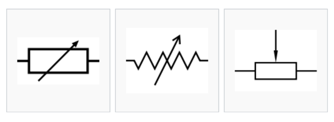 Ký hiệu biến trở trong sơ đồ mạch điện. (Ảnh: Sưu tầm Internet)