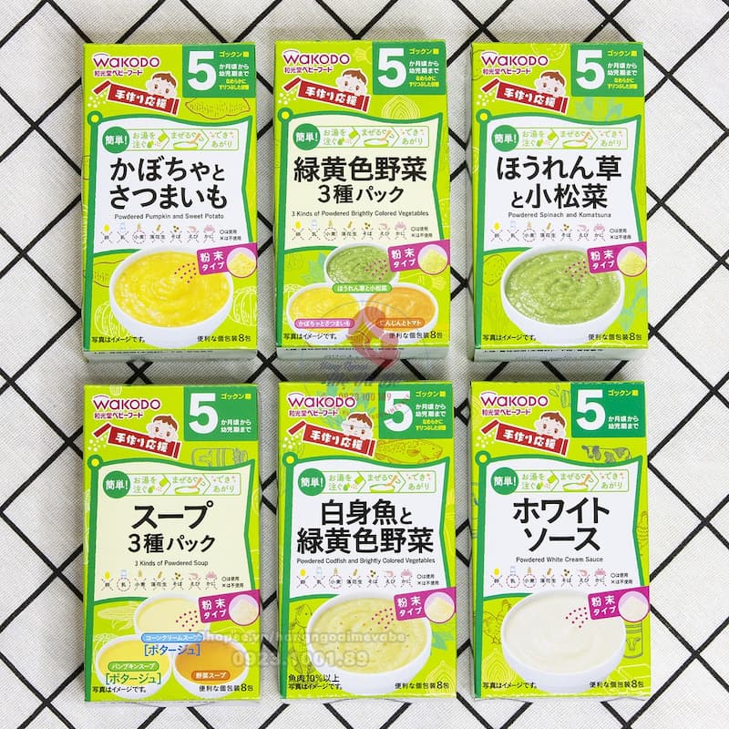 Các loại vị của bột ăn dặm Wakodo 3 vị. (Ảnh: sưu tầm internet)