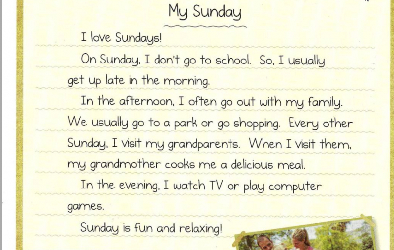 Chủ đề My Sunday có rất nhiều nội dung để nói giúp bé tránh hiện tượng bí ý tưởng. (Ảnh: Sưu tầm Internet)