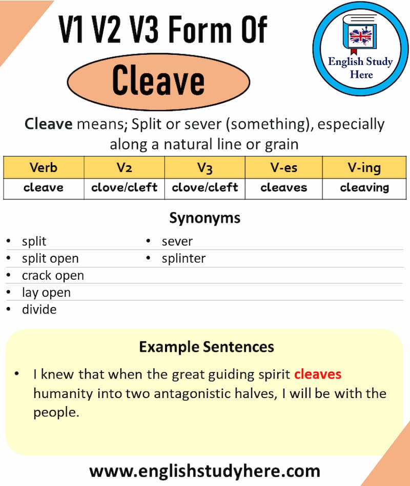 Cách dạng ứng dụng trong chia động từ Cleave. (Ảnh: Internet)