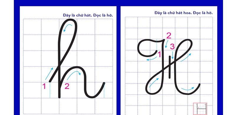 Đặc điểm cách viết chữ h. (Ảnh: Sưu tầm internet)