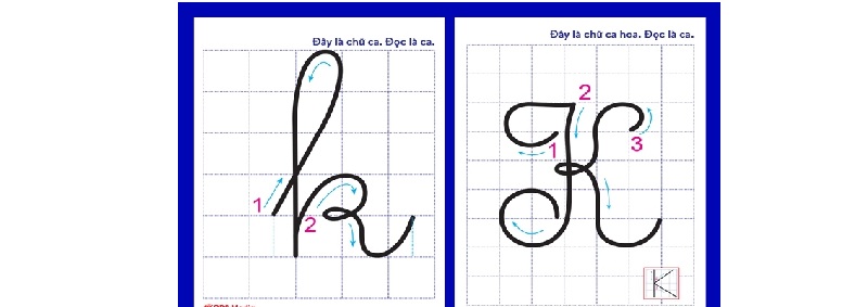 Đặc điểm cách viết chữ k. (Ảnh; Sưu tầm internet)