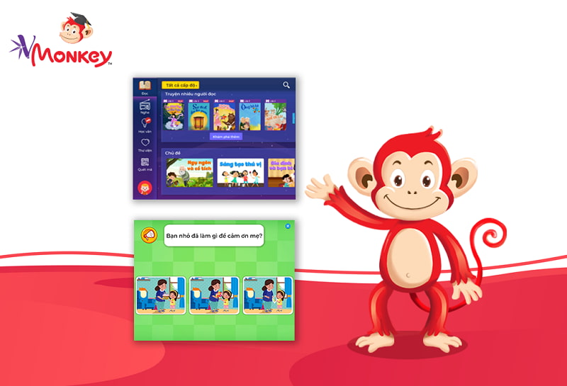 Truyện ngụ ngôn, cổ tích, thơ, bài học cuộc sống trong VMonkey giúp ba mẹ định hướng giáo dục cảm xúc cho trẻ. (Ảnh: Monkey)