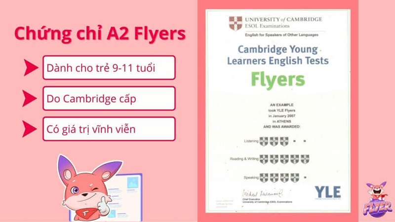Chứng chỉ Flyers có giá trị vĩnh viễn (Ảnh: Flyers)