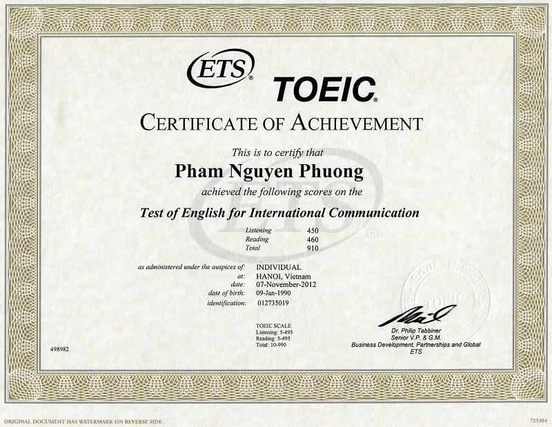 Hiệu lực chứng chỉ Toeic kéo dài trong khoảng 2 năm (Ảnh: Sưu tầm internet)