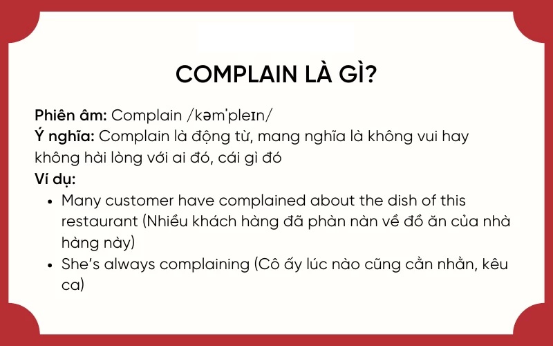Ý nghĩa của complain trong tiếng Anh (Ảnh: Sưu tầm internet)