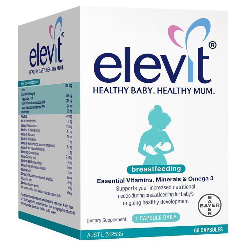 Viên uống bổ sung vitamin cho mẹ sau sinh - Bayer Elevit Breastfeeding (Úc). (Ảnh: Sưu tầm Internet)
