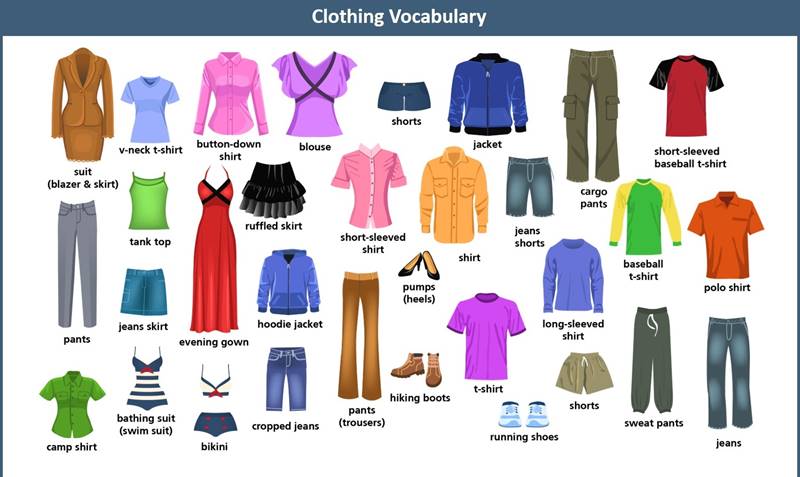 Danh từ chung về quần áo. (Ảnh: Internet)