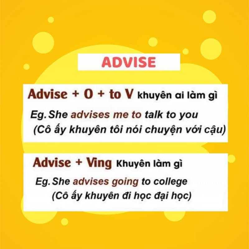 4. Cấu trúc với Advise + Verb-ing