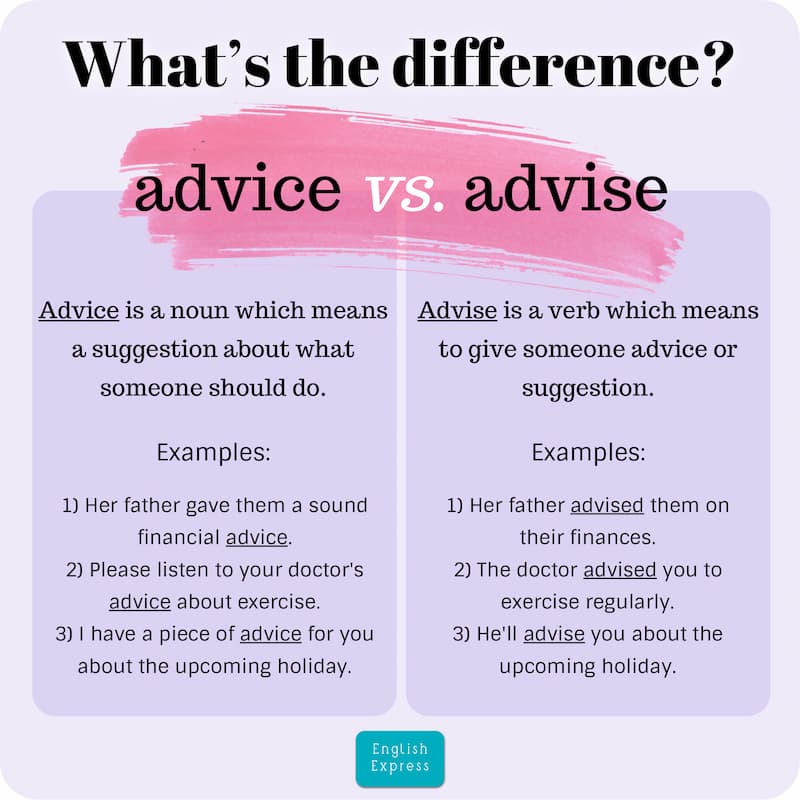 Phân biệt Advise và Advice. (Ảnh: Internet)