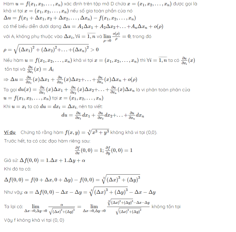 Bài Tập Đạo Hàm Hàm Nhiều Biến Có Lời Giải