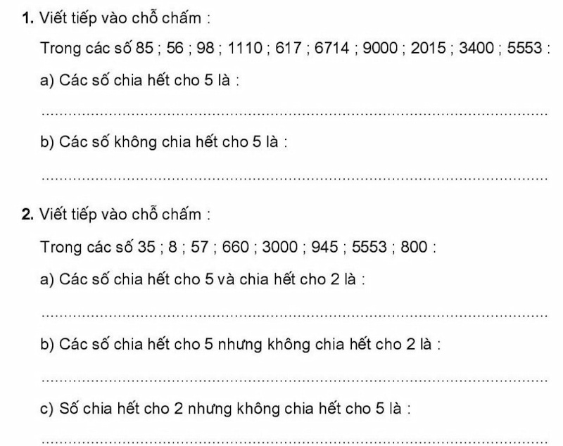 Bài tập 1 + 2 Vở bài tập Toán lớp 4 tập 2. (Ảnh: VBT Toán lớp 4)