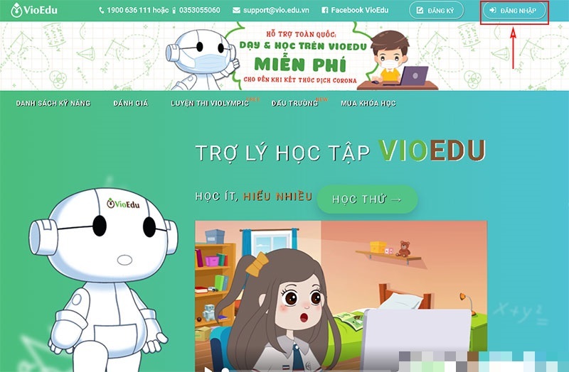 Đăng nhập tài khoản VioEdu. (Ảnh: Download.vn)