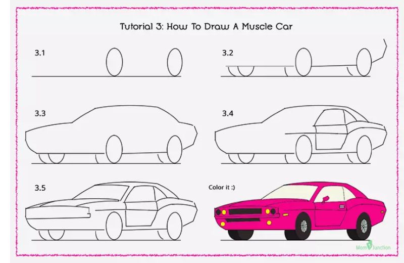 Vẽ xe thể thao. (Ảnh: Momjunction.com)