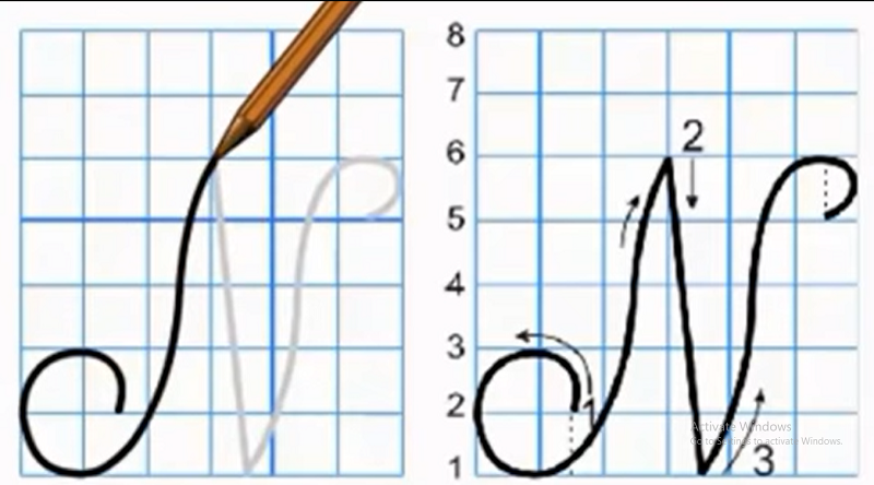 Hướng dẫn cách viết hoa chữ n kiểu 1. (Ảnh: Youtube)