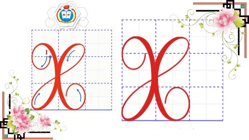 Cách viết chữ x hoa. (Ảnh: Sưu tầm internet)