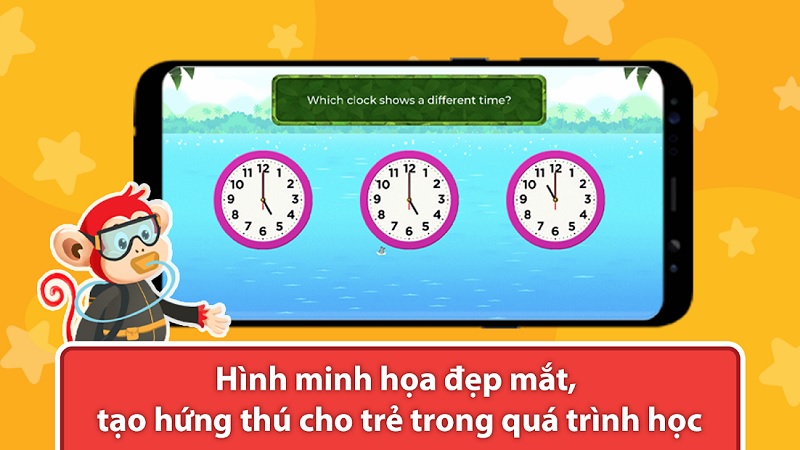 Cùng bé học toán vui, hiệu quả với Monkey Math. (Ảnh: Monkey)