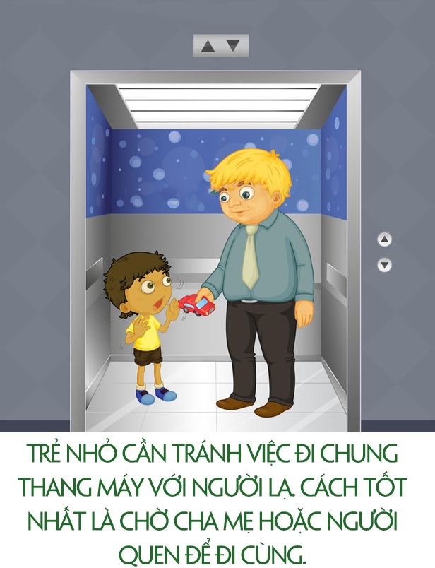 Tránh đi thang máy chung với người lạ nếu không có người thân đi cùng. (Ảnh: Sưu tầm internet)