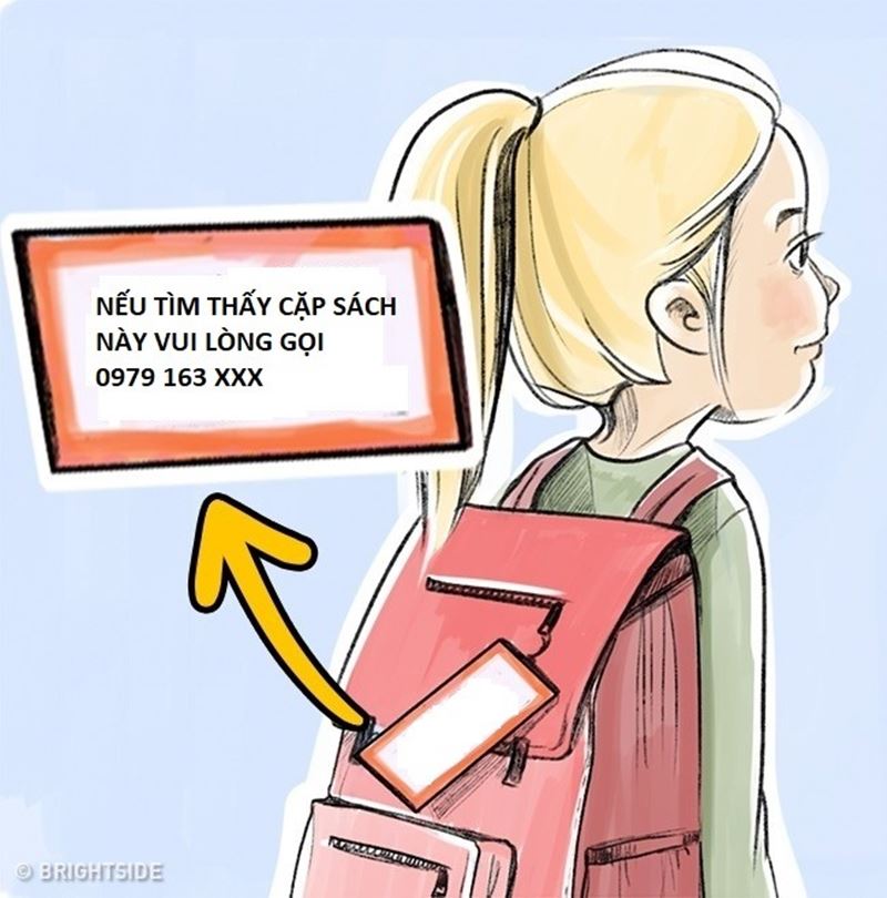 Dạy trẻ nhớ thông tin hoặc ghi lên cặp sách của con. (Ảnh: Internet)