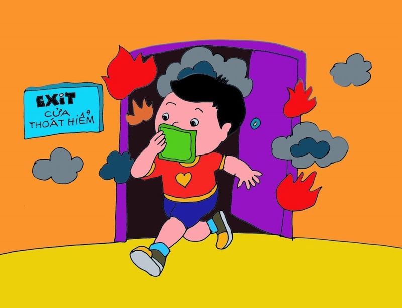 Xử trí khi trẻ gặp hỏa hoạn ở nơi công cộng. (Ảnh: Internet)