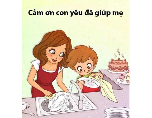 Ba mẹ có thể dạy bé nói lời yêu thương thông qua phim ảnh. (Ảnh: sưu tầm internet)