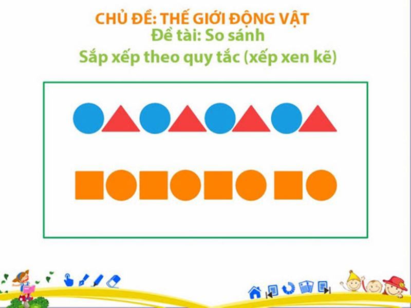 Giáo án sắp xếp theo quy tắc 2 đối tượng cho lớp 4-5 tuổi. (Ảnh: Internet)
