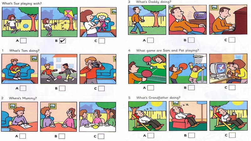 Mô phỏng một phần đề luyện thi Movers. (Ảnh: Internet)