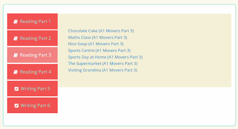 Phần Reading and Writing mẫu. (Ảnh: www.esleschool.com)