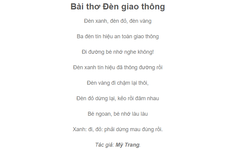 Bài thơ: Đèn giao thông. (Ảnh: Sưu tầm Internet)