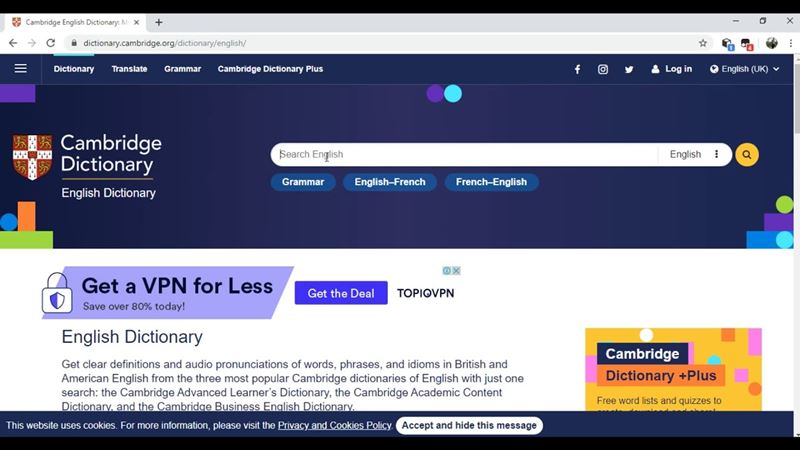 Trang web dịch thuật Cambridge Dictionary. (Ảnh: Internet)