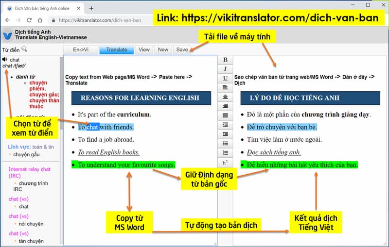 Dịch tiếng Việt sang tiếng Anh đúng ngữ pháp: Viki Translator. (Ảnh: Internet)