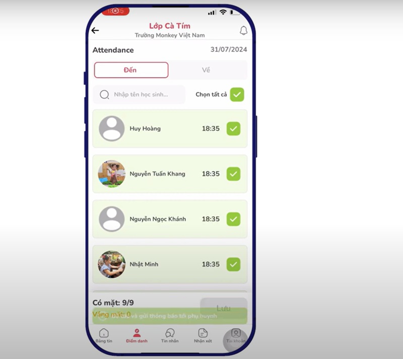 Điểm danh dễ dàng chỉ với một vài thao tác cùng Monkey Class (Ảnh: Monkey)