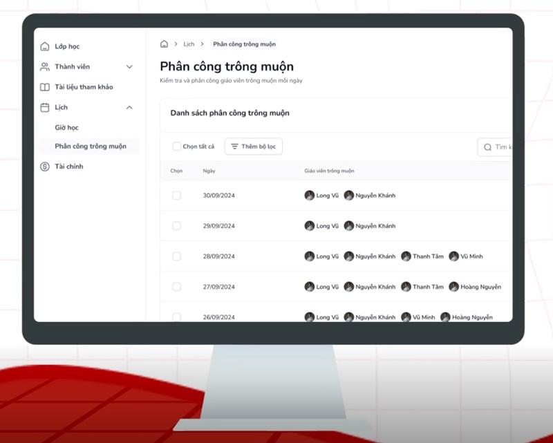 Phân công trông muộn dễ dàng trên website quản trị (Ảnh: Monkey)