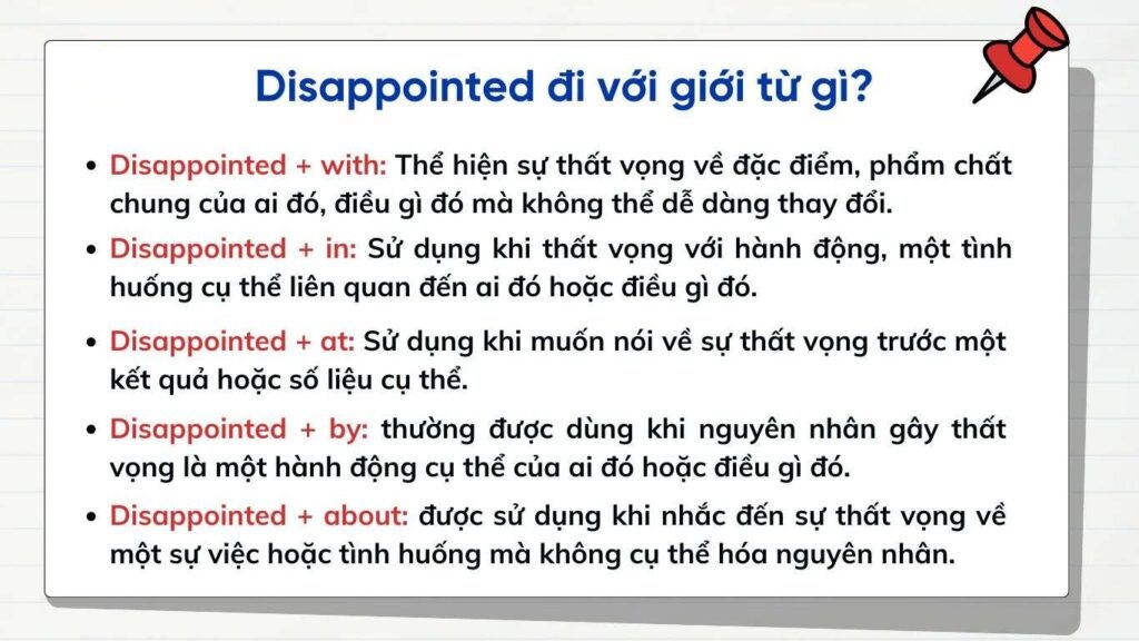 Cần nắm r&otilde; c&aacute;ch sử dụng c&aacute;c giới từ đi k&egrave;m với disappointed (Ảnh: Sưu tầm internet)