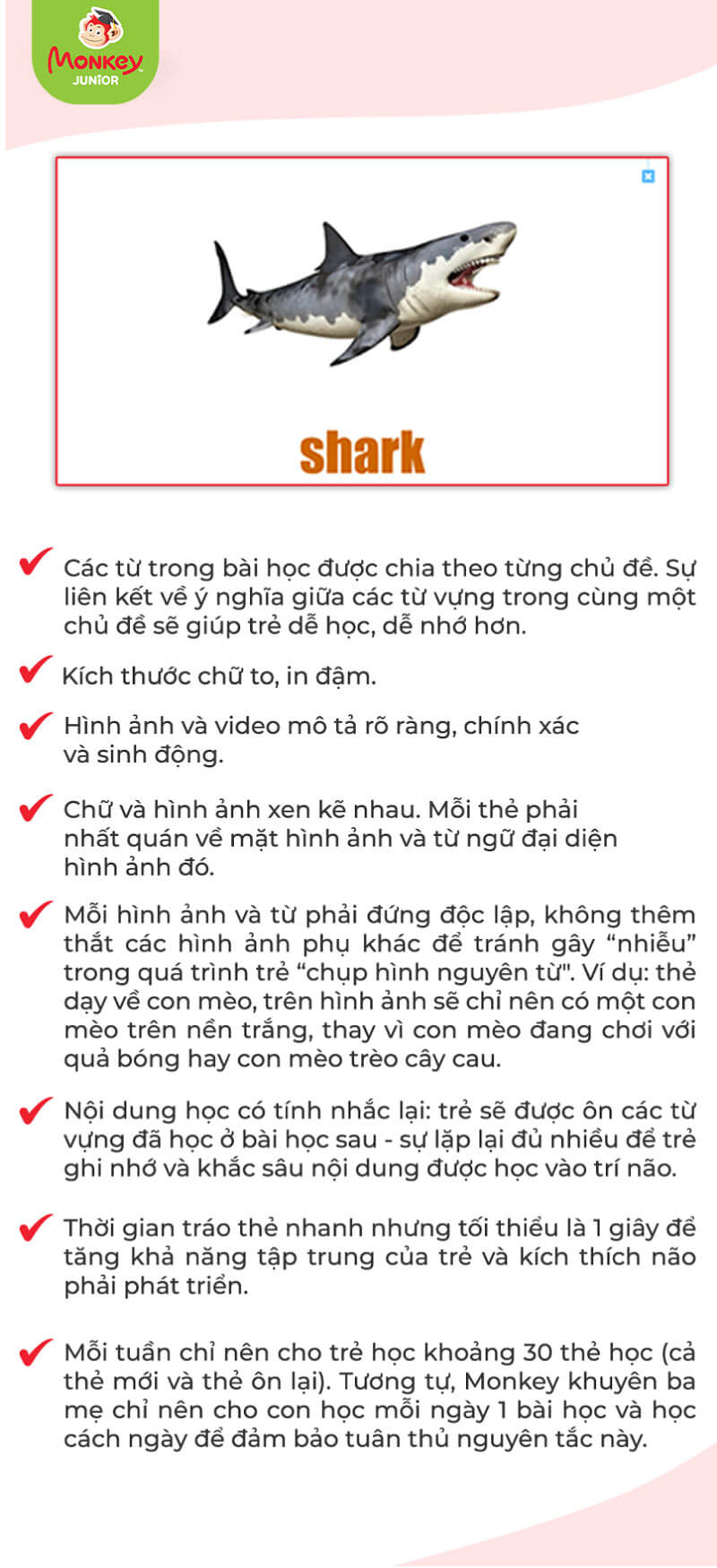 Monkey Junior áp dụng hình thức học thông qua các thẻ Flashcard chuẩn nội dung. (Ảnh: Monkey)