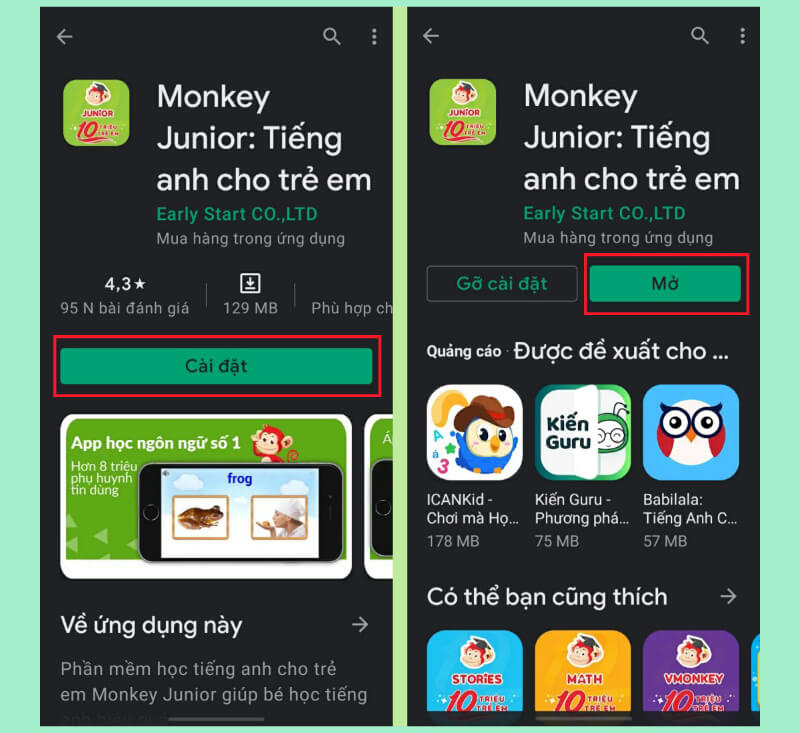 Monkey Junior được thiết lập trên các thiết bị di động và máy tính bảng. (Ảnh: Monkey)