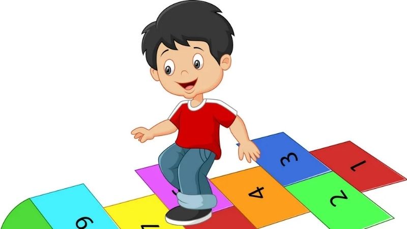 Trò chơi nhảy ô chữ với flashcard tiếng Anh cho bé. (Ảnh: Sưu tầm Internet)