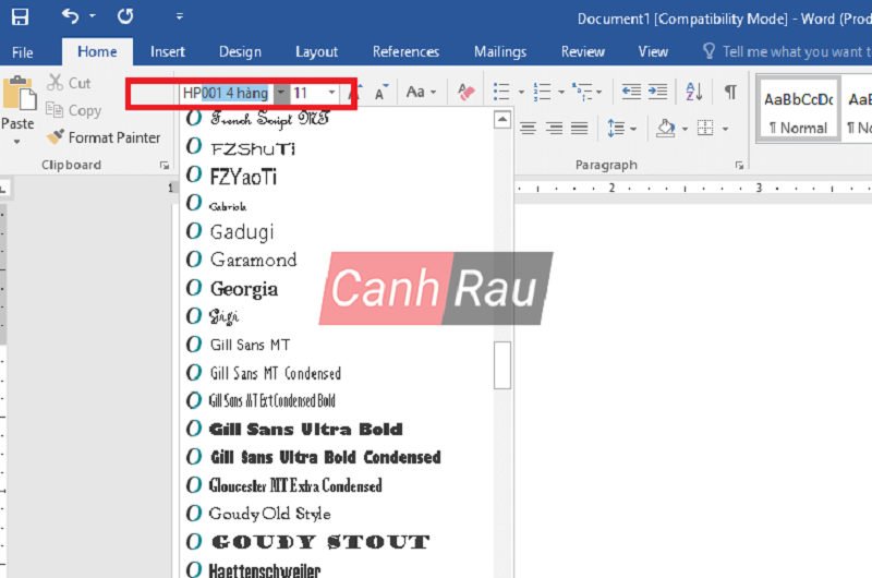 Lựa chọn font chữ tiếng Việt tiểu học muốn sử dụng. (Ảnh: Canh Rau)